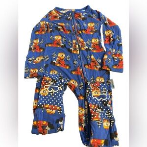 Cute Cotton Bamboo‎ Zip Pajamas with Fold Over Feet Cover Size 6/12 months Soft